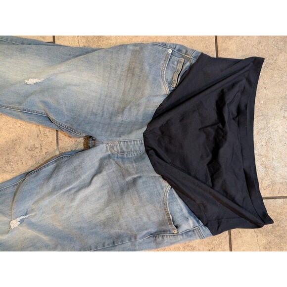 Time and Tru Maternity Jeans Women’s XXL 2X (20) Over Belly Panel Blue Raw Hem - Picture 3 of 10